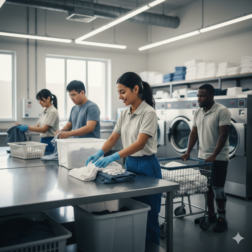 Laundry and Ironer Worker Image
